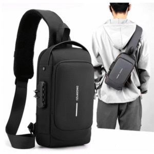 Mochila Bandolera Antirrobo Negra con Puerto USB – Impermeable y Multifuncional