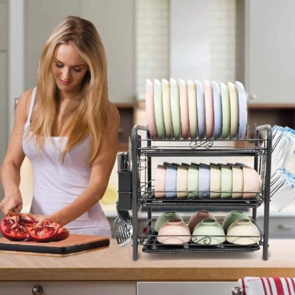 Escurridor de Platos Metálico Triple Nivel – Organizador de Cocina 3 Pisos - Image 4