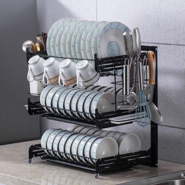 Escurridor de Platos Metálico Triple Nivel – Organizador de Cocina 3 Pisos - Image 2