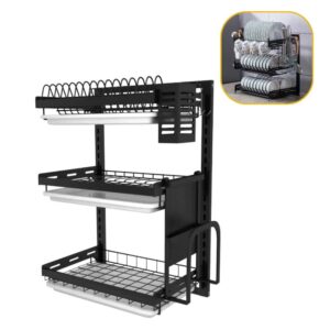 Escurridor de Platos Metálico Triple Nivel – Organizador de Cocina 3 Pisos
