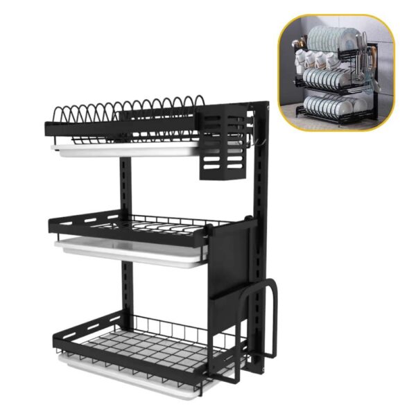 Escurridor de Platos Metálico Triple Nivel – Organizador de Cocina 3 Pisos